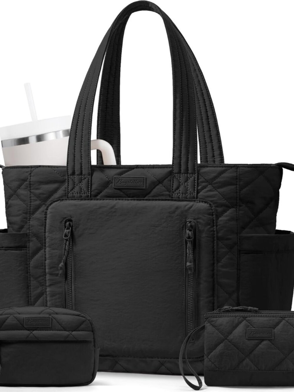 Puffer Tote Bag for Women, Lightweight Puffy Work Laptop Handbag